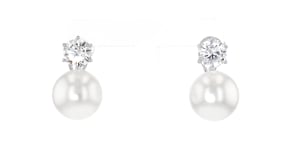 14mm Shell Pearl and 3.80 ct. t.w. CZ Earrings in Sterling Silver