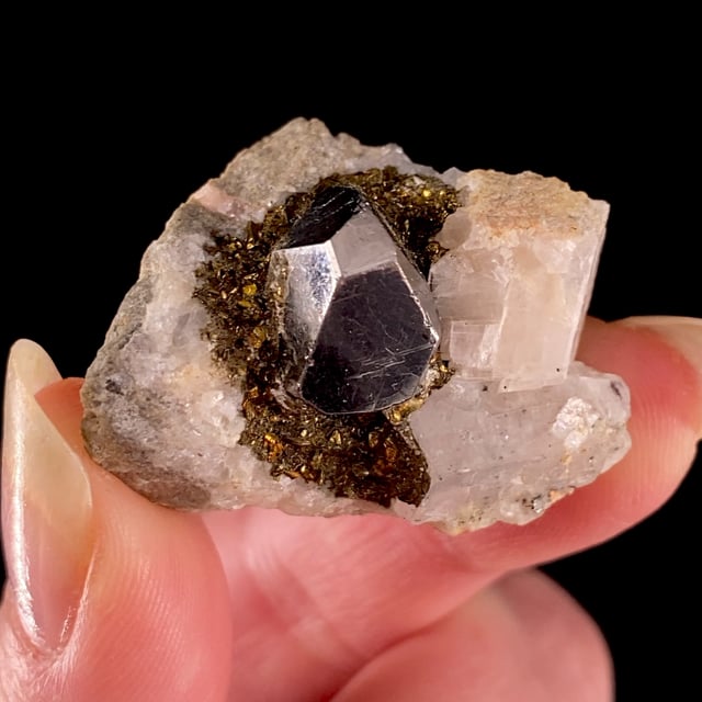 Carrollite (fine crystal) on Calcite