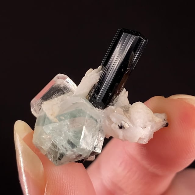 Fluorite and Topaz on Schorl with Albite