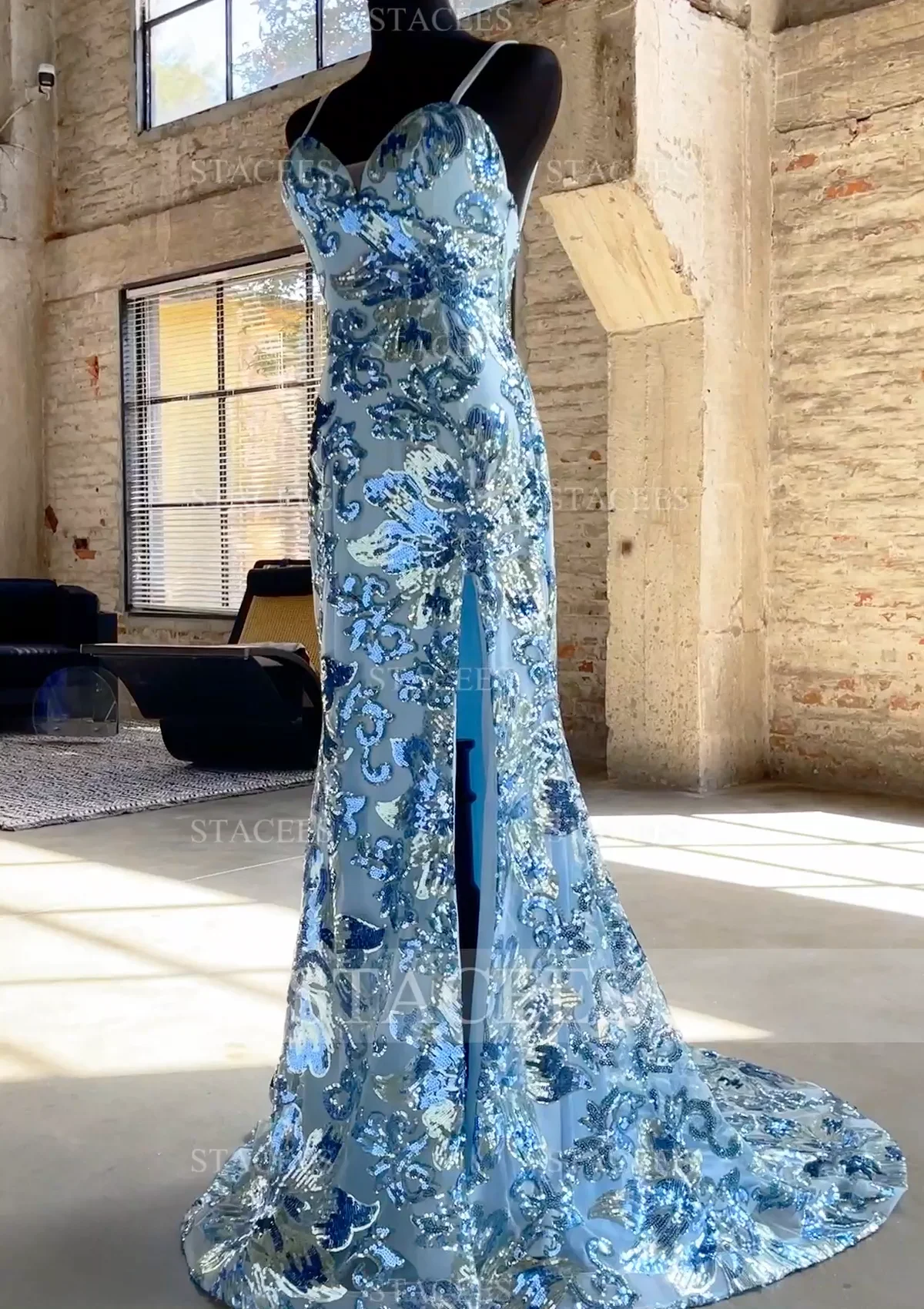 staces dresses Stacees 2026 Prom Dress A-line V Neck Floor-Length Tulle Appliqued Beading
