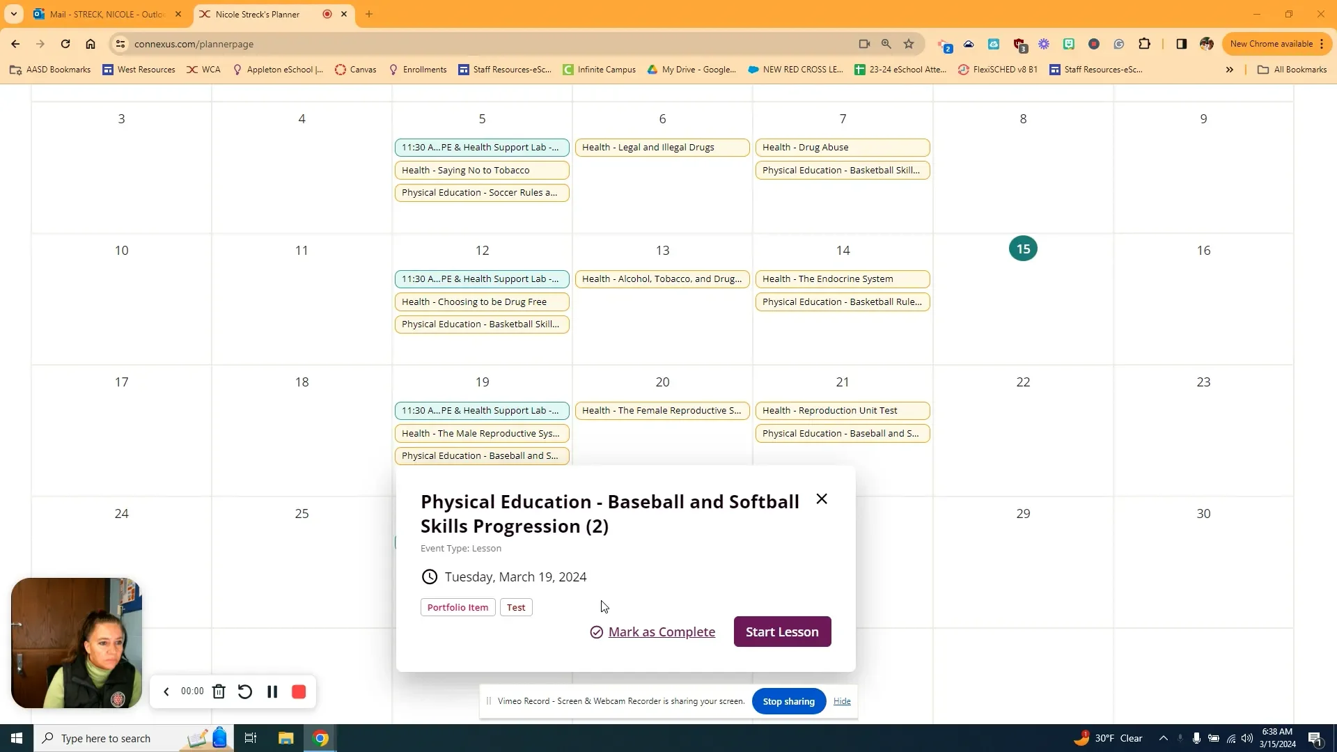 Portfolio for Week of March 1821st (Baseball and Softball Skills