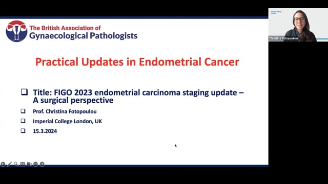 FIGO 2023 endometrial carcinoma staging update – A  surgical perspective, Prof Christina Fotopoulou