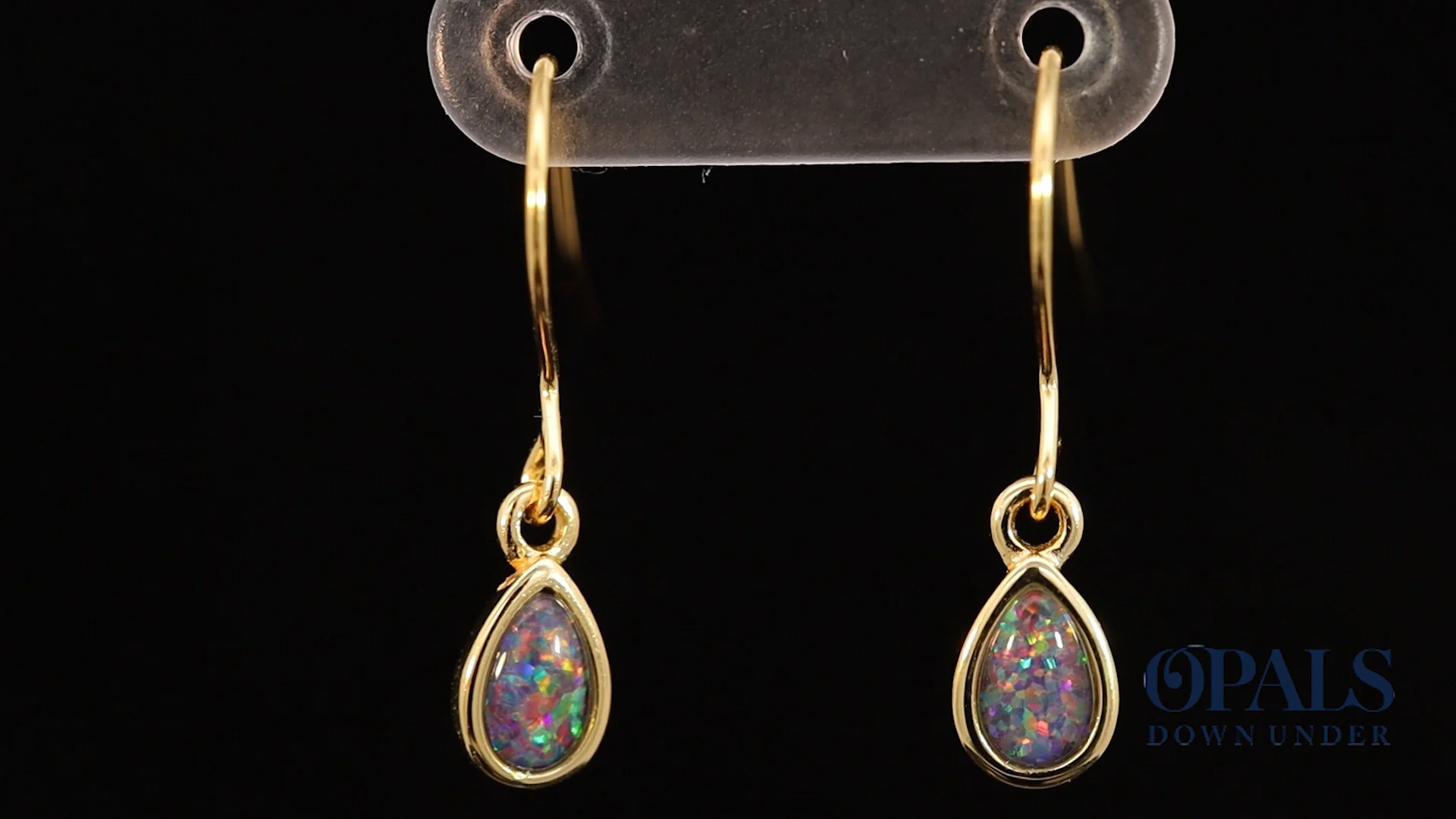 Minimalist Oval Australian Triplet Opal Stud Earrings - 14k Yellow Gold, Rainbow Multi-Color - 1.25ct TW