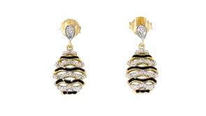 15 ct. t.w. Diamond and Black Enamel Wavy Drop Earrings in 18kt Gold Over Sterling