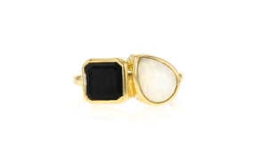Onyx and Opal Toi et Moi Ring in 18kt Gold Over Sterling