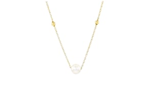 4-5mm Cultured Pearl Station Necklace in 14kt Yellow Gold
