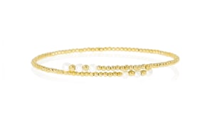 3-3.5mm Cultured Pearl Beaded Bypass Cuff Bracelet in 14kt Yellow Gold