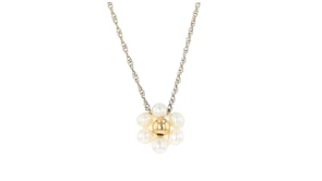 3-3.5mm Cultured Pearl Flower Necklace in 14kt Yellow Gold