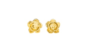 Italian 14kt Yellow Gold Rose Earrings