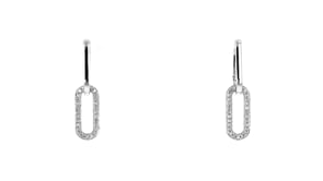 15 ct. t.w. Diamond Paper Clip Link Removable Drop Earrings in Sterling Silver