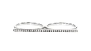 20 ct. t.w. Diamond Two-Finger Bar Ring in Sterling Silver