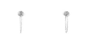 Diamond-Accented Stud and Cable-Chain Earrings in Sterling Silver