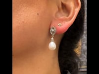 Marcasite (Pyrite) Pearl Silver Pendant Earrings 15628-2228