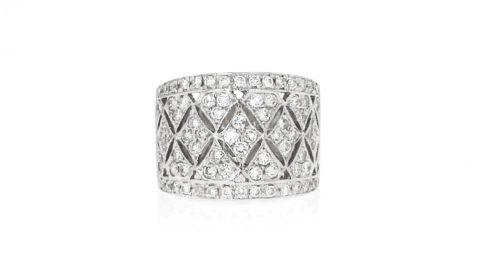 C. 1980 Vintage 1.65 ct. t.w. Diamond Lattice Ring in 14kt White