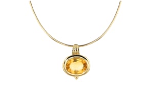 C. 1980 Vintage 23.00 Carat Citrine Omega Necklace in 14kt and 18kt Yellow Gold