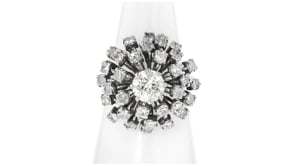 C. 1970 Vintage 2.11 ct. t.w. Diamond Cluster Ring in 18kt White Gold