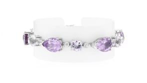 C. 1990 Vintage 31.20 ct. t.w. Amethyst and 9.60 ct. t.w. Rock Crystal Bracelet with .85 ct. t.w. Diamonds in 14kt White Gold