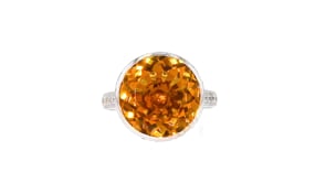 C. 2000 Vintage 9.25 Carat Citrine and 2.25 ct. t.w. Diamond Ring in 18kt White Gold