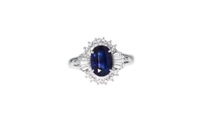 C. 1990 Vintage 1.97 Carat Sapphire and .30 ct. t.w. Diamond Ring in Platinum