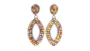 C. 1990 Vintage 37.50 ct. t.w. Multicolored Sapphire and 1.90 ct. t.w. Diamond Clip-On Drop Earrings in 18kt White Gold
