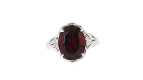 C. 2000 Vintage 6.06 Carat Garnet Ring with Diamond Accents in Platinum