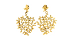 C. 1990 Vintage Tiffany Jewelry Paloma Picasso 18kt Yellow Gold Leaves Drop Earrings