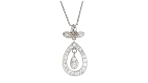 C. 1990 Vintage 2.50 ct. t.w. Diamond Teardrop Pendant Necklace in 14kt White Gold