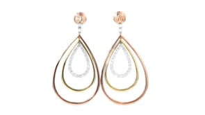 C. 1990 Vintage 1.40 ct. t.w. Diamond Teardrop Earrings in 18kt Tri-Colored Gold