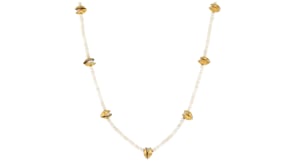 C. 1980 Vintage 2.2-4.5mm Cultured Pearl Necklace with 14kt Yellow Gold