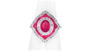 C. 1990 Vintage 2.09 ct. t.w. Ruby and .65 ct. t.w. Diamond Ring in 18kt White Gold
