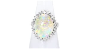 C. 2000 Vintage Opal and .62 ct. t.w. Diamond Ring in Platinum