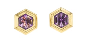 C. 1980 Vintage 28.00 ct. t.w. Amethyst Hexagonal Earrings in 14kt Yellow Gold
