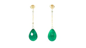 11.00 ct. t.w. Emerald Drop Earrings in 14kt Yellow Gold