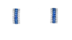 1.80 ct. t.w. Simulated Sapphire and .90 ct. t.w. CZ Hoop Earrings in Sterling Silver