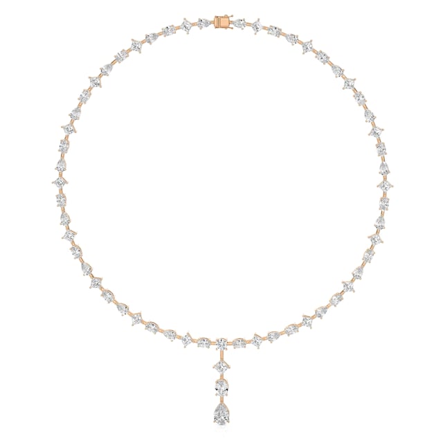 24.70 carat lab grown diamond necklace in red gold with detachable pendant