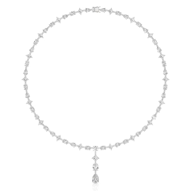 24.70 carat collier de diamants synthétiques en or blanc avec pendentif détachable