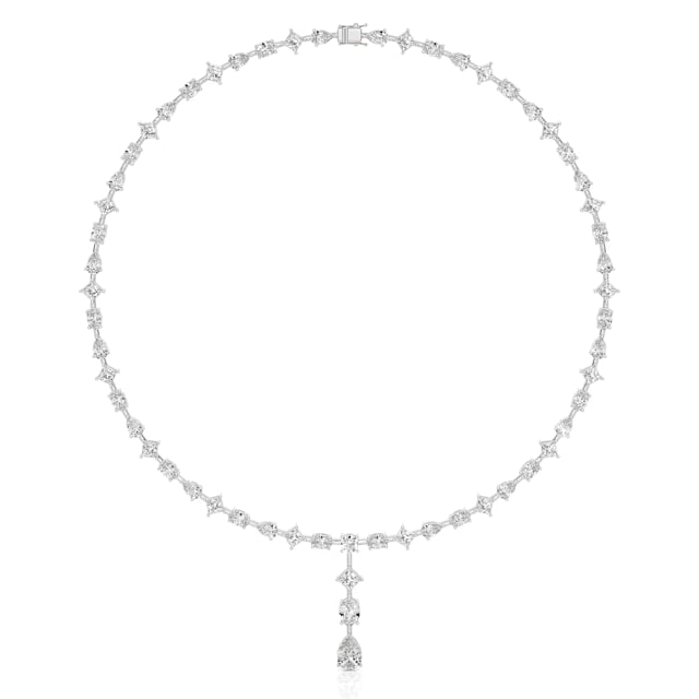 24.70 carat collier de diamants synthétiques en or blanc avec pendentif détachable