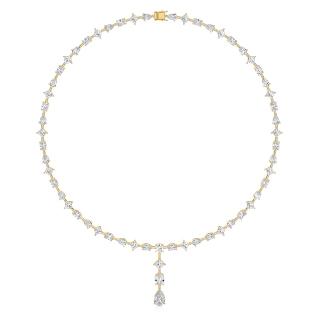 24.70 carat lab grown diamond necklace in yellow gold with detachable pendant