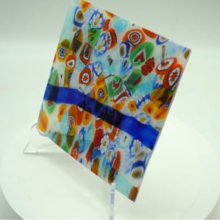 Video: Murano glass tile with blue veins 20x20 cm