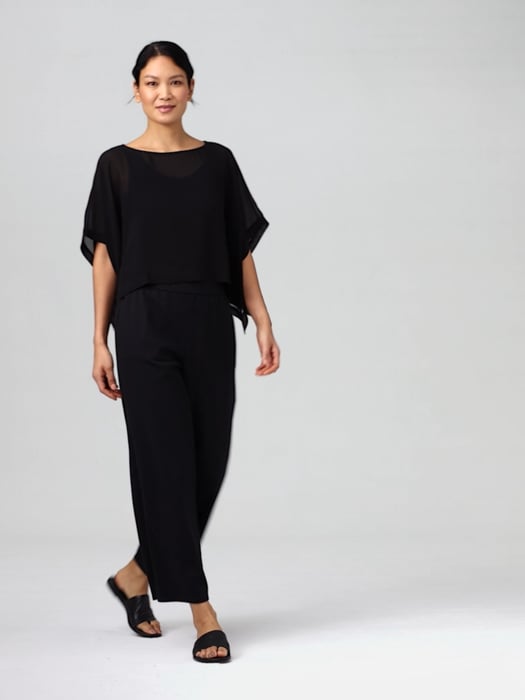 Sheer Silk Georgette Bateau Neck Poncho | EILEEN FISHER Sheer Silk Georgette Bateau Neck Poncho | EILEEN FISHER