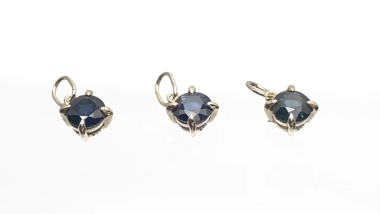 サファイア ペンダントトップ4×4×3mm 【K10 Yellow Gold】 1個｜天然石