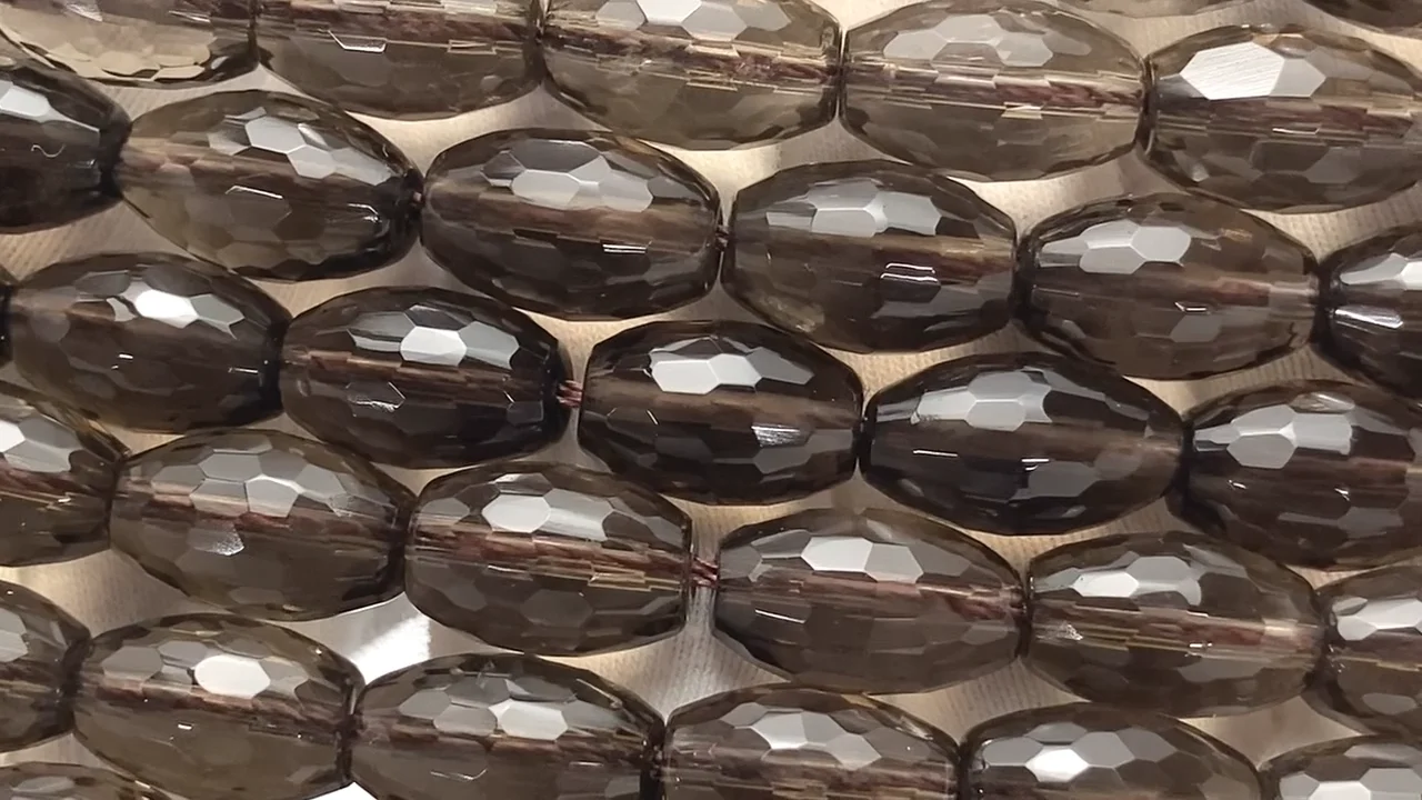 ブラジル産スモーキークォーツ（茶水晶） ライスカット12×8×8mm 半連/1