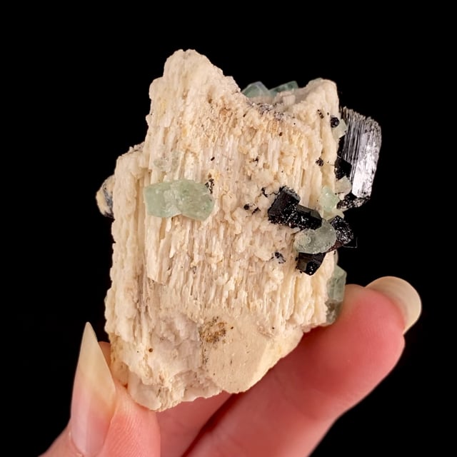 Fluorite and Schorl on Orthoclase (''Carlsbad'' Twin)