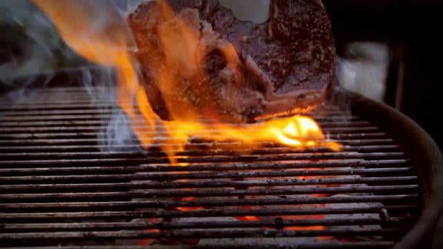 A summer memory with bbq, steak and potato. A few sausage to
