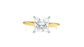 2.00 Carat Princess-Cut Lab-Grown Diamond Solitaire Ring in 14kt Yellow Gold