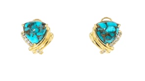 Turquoise and .25 ct. t.w. Diamond Earrings in 18kt Gold Over Sterling