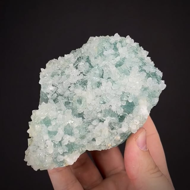 Quartz on blue Fluorite