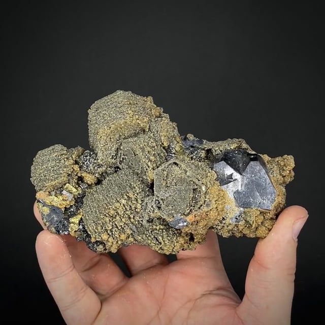 Siderite ps. Pyrrhotite with Galena and Chalcopyrite