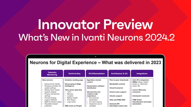Innovator Preview - What’s New in Ivanti Neurons 2024