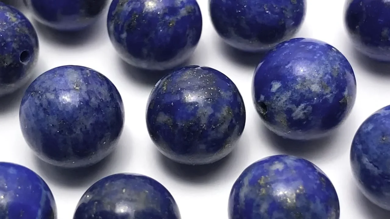 ラピスラズリ（産地・アフガニスタン） 片穴ラウンド10mm 3粒｜天然石
